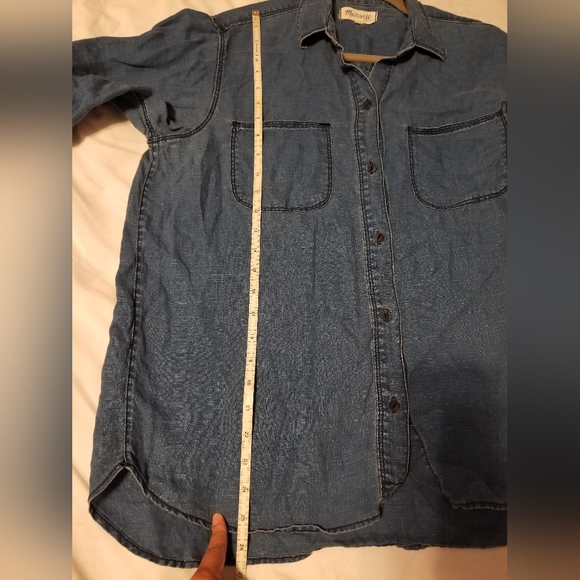 Madewell Long Sleeve shrit Blue Women's Size M - Picture 4 of 9